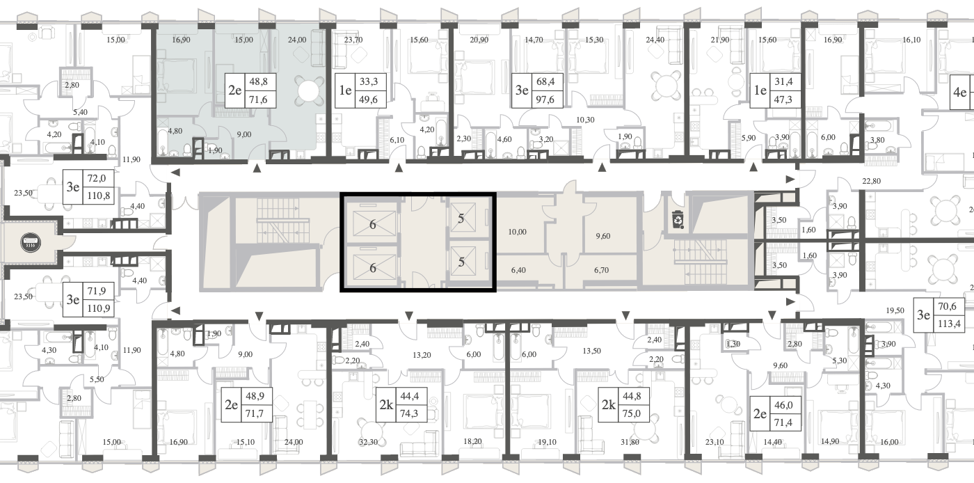 Планировка 2к квартиры Will Towers на общем плане